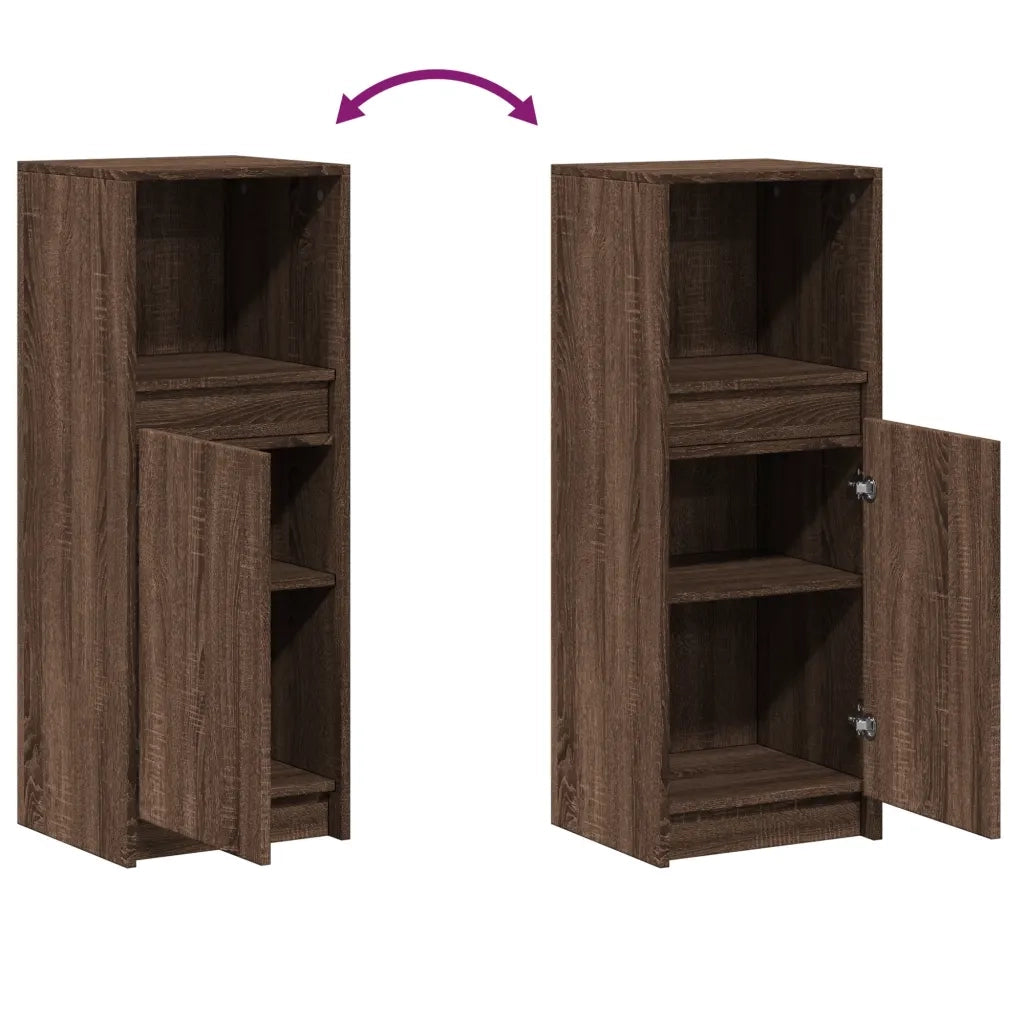 Credenza | Madia | Buffet da pranzo | Armadio da pranzo con LED Rovere Marrone 38x34x100 cm Legno Multistrato