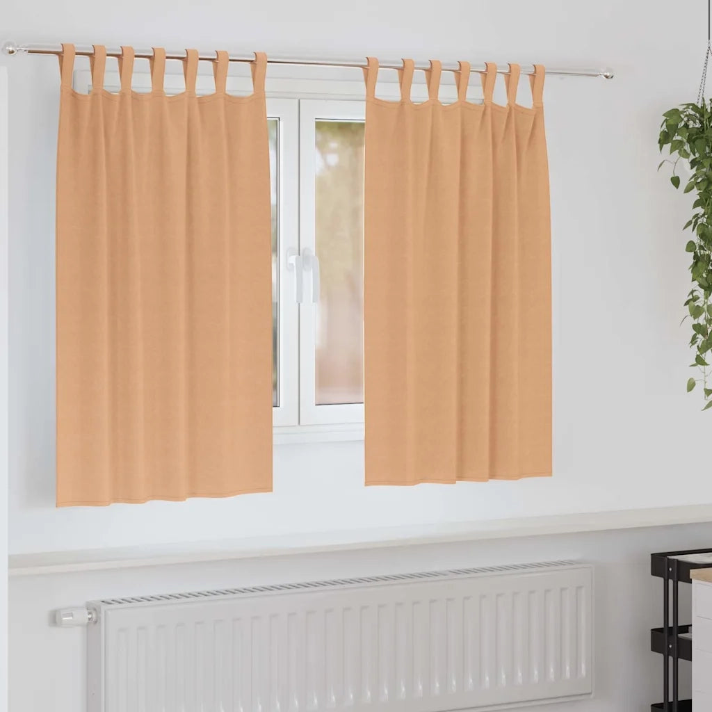 Tende Oscuranti | Tende Blackout con Anelli 2 pz Marrone Chiaro 140 x 140 cm