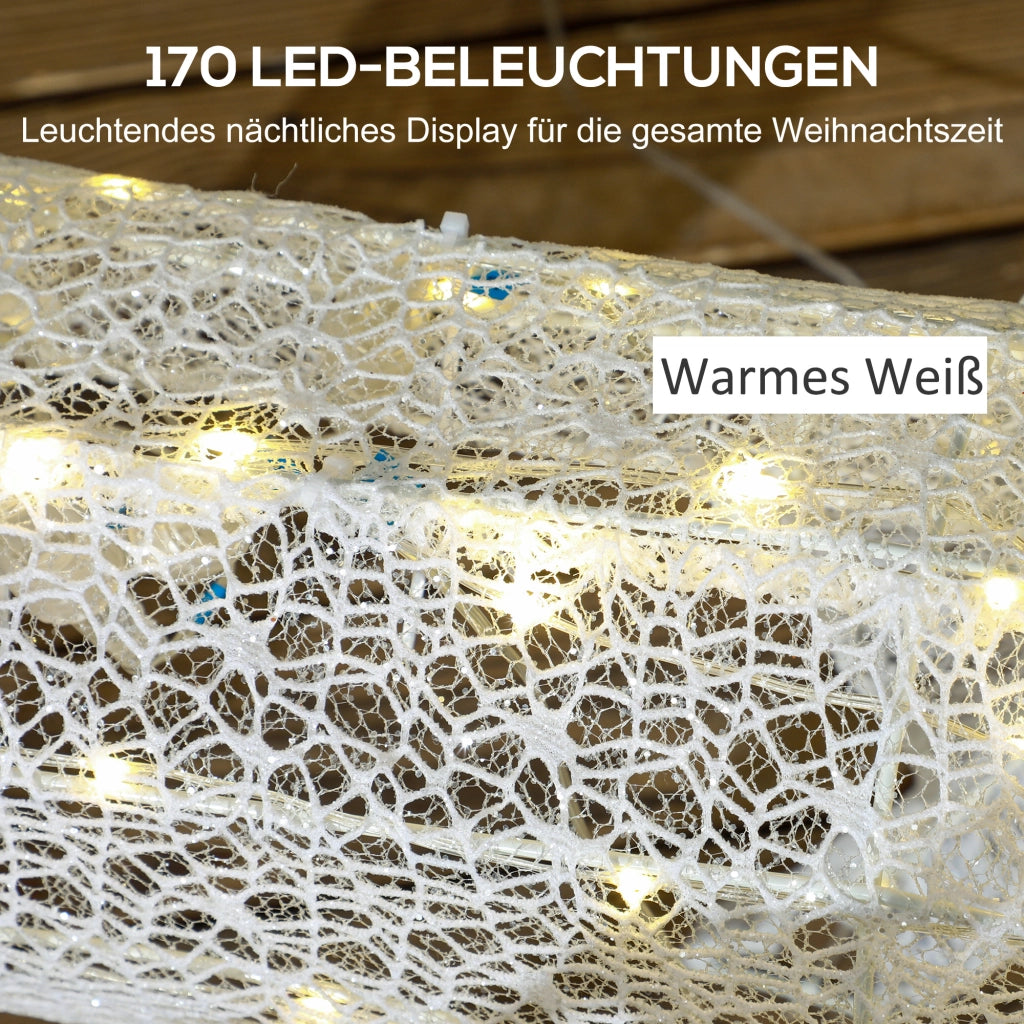 LED-Weihnachtsdekoration, leuchtendes Rentier und Schlitten, 170 Lichter, 50 x 29 x 42 cm