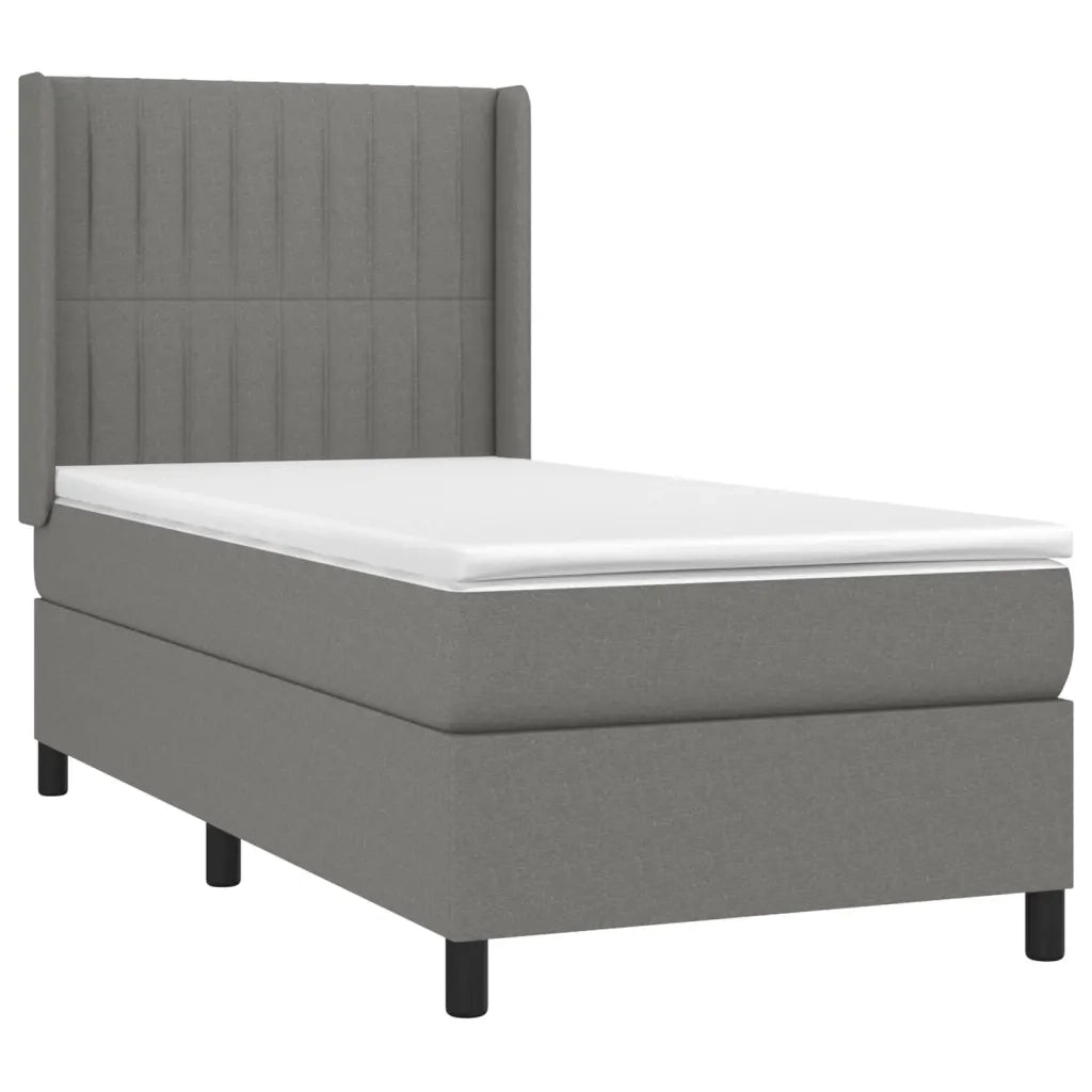Letto a Molle Materasso e LED Grigio Scuro 100x200cm in Tessuto 3138454