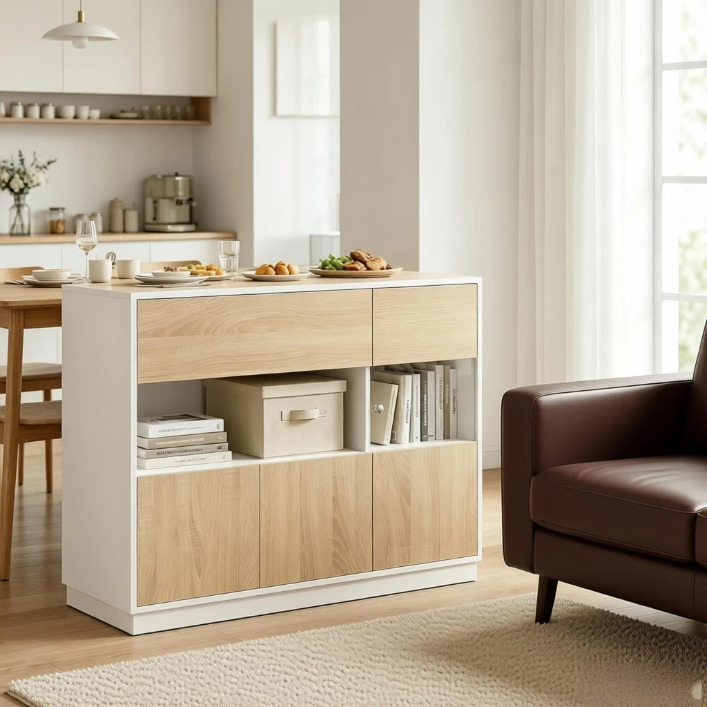 Ampio mobile per ingresso, credenza e armadio portaoggetti, sideboard da cucina
