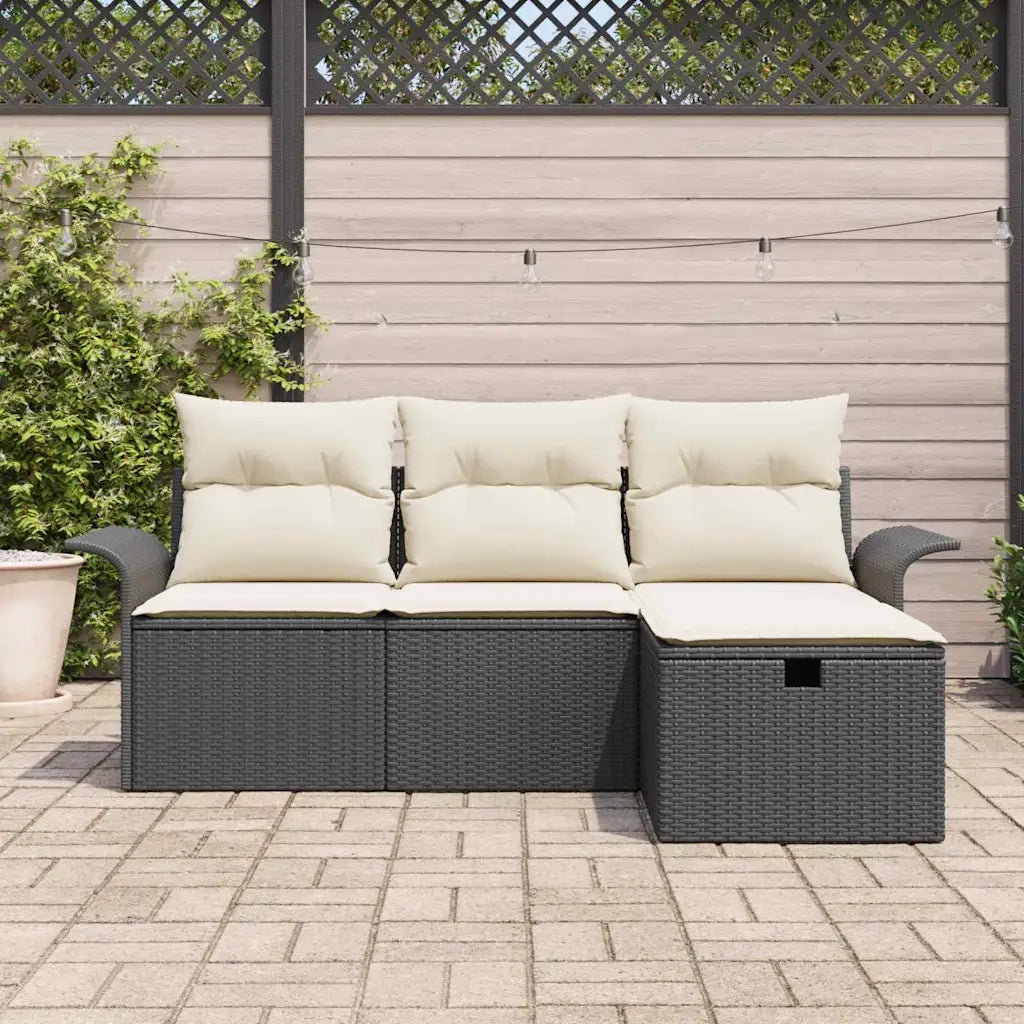 Set Divano da Giardino con cuscino 4 pcs Poly Rattan