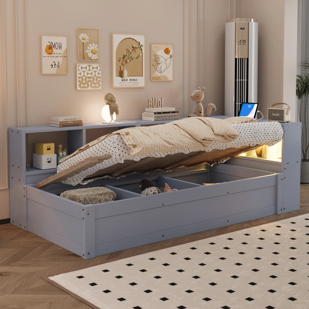 letto multifunzione mdf grigio 90 x 200 cm