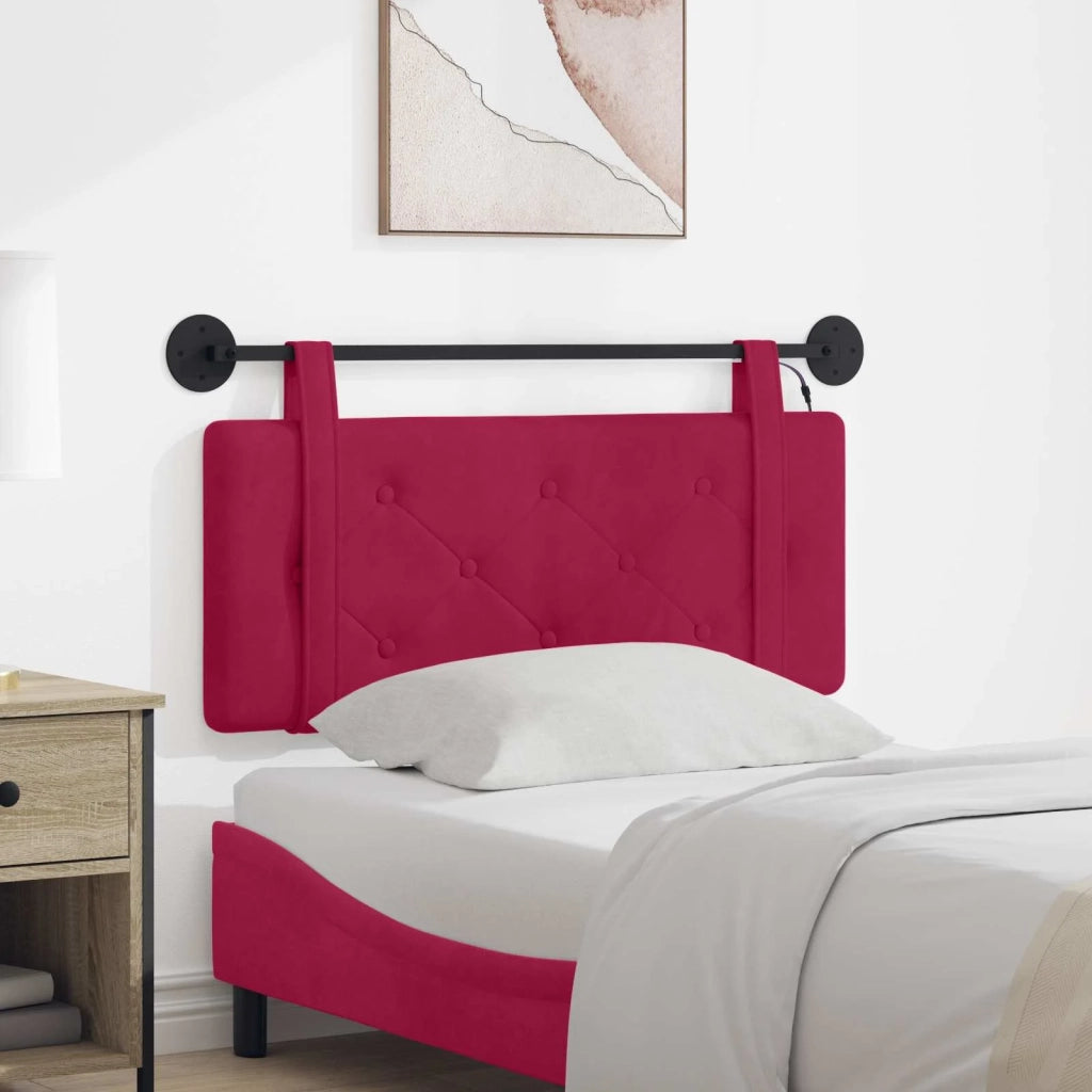 Testiera | Testata sospesa Con luce LED Rosso Vino Velluto