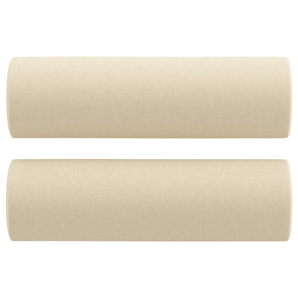 Set Divani 3 pz con Cuscini Crema in Tessuto