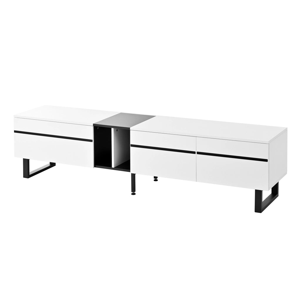 Mobile TV 180x38x45 cm con vano a ribalta e ante in truciolare bianco