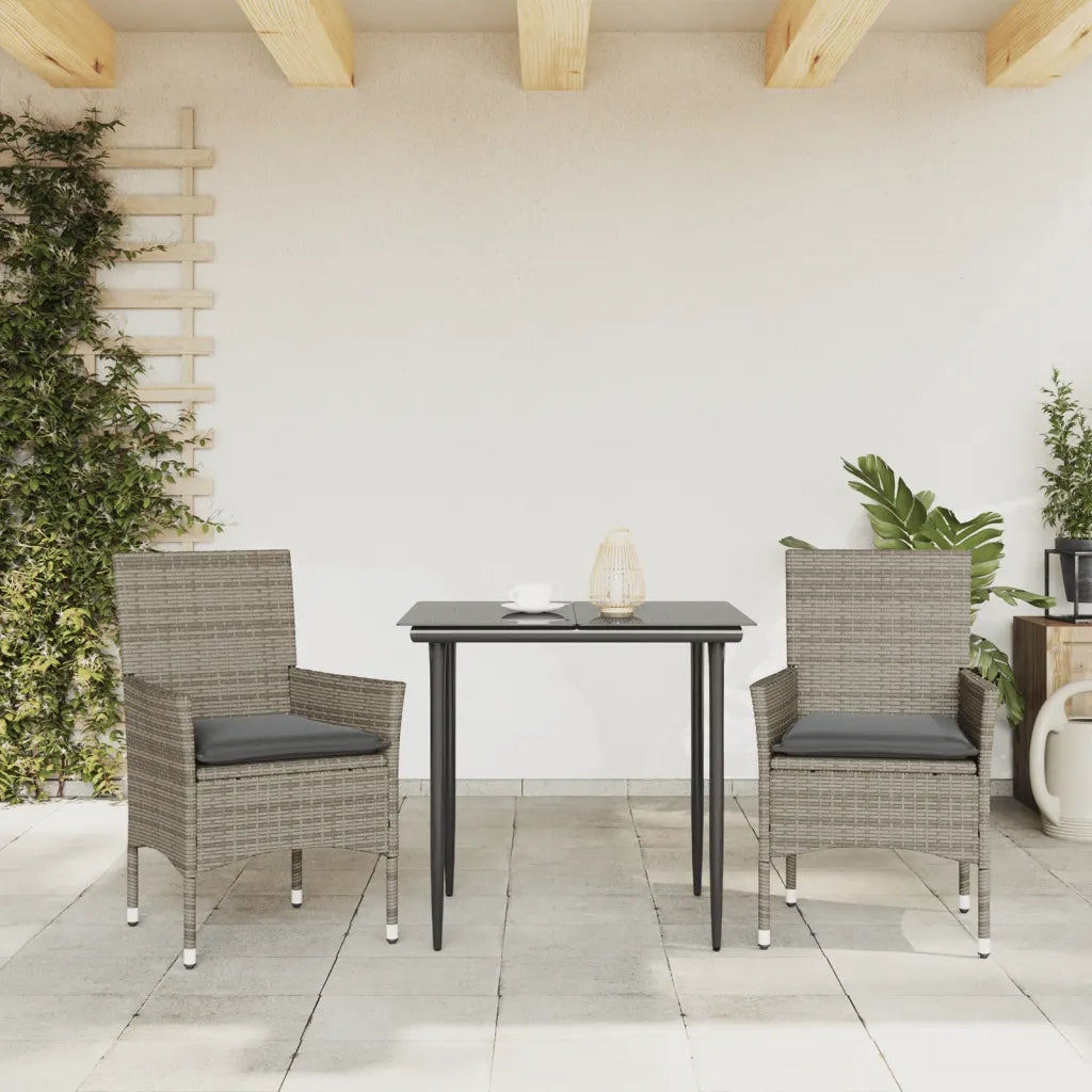 Sedie da Giardino con Cuscini 2 pz | Sedie da Esterno Grigie in Polyrattan