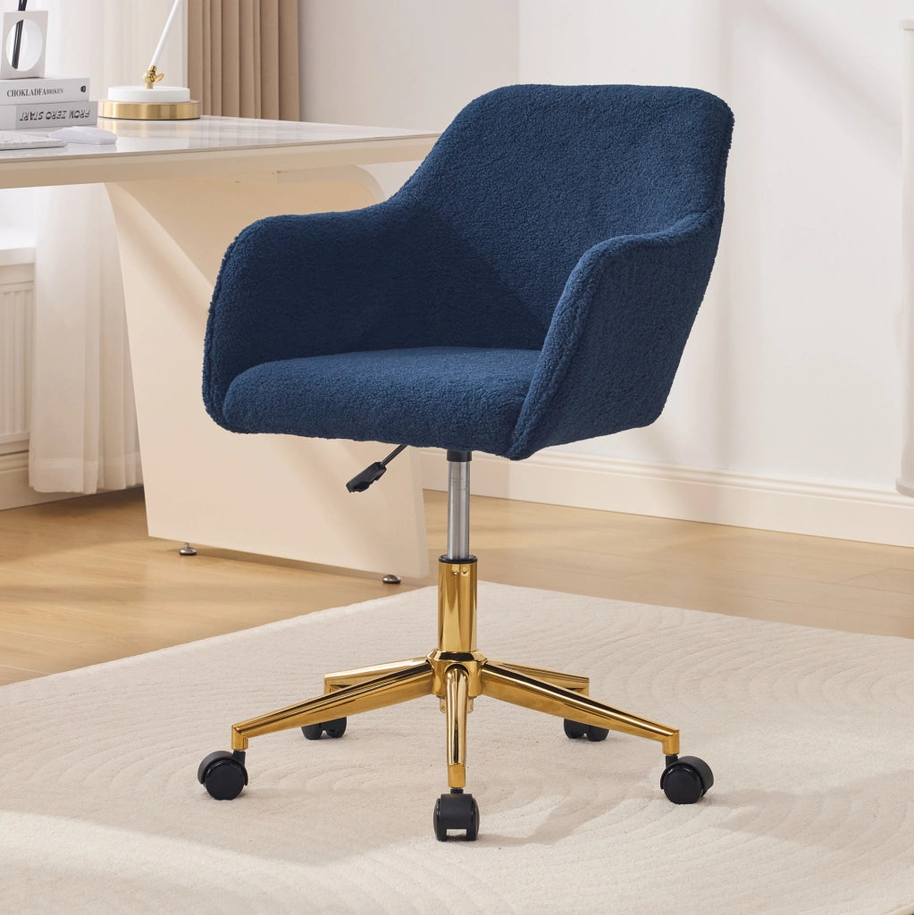 Sedia da ufficio 58x63x77-86 cm in tessuto peluche blu scuro, regolabile