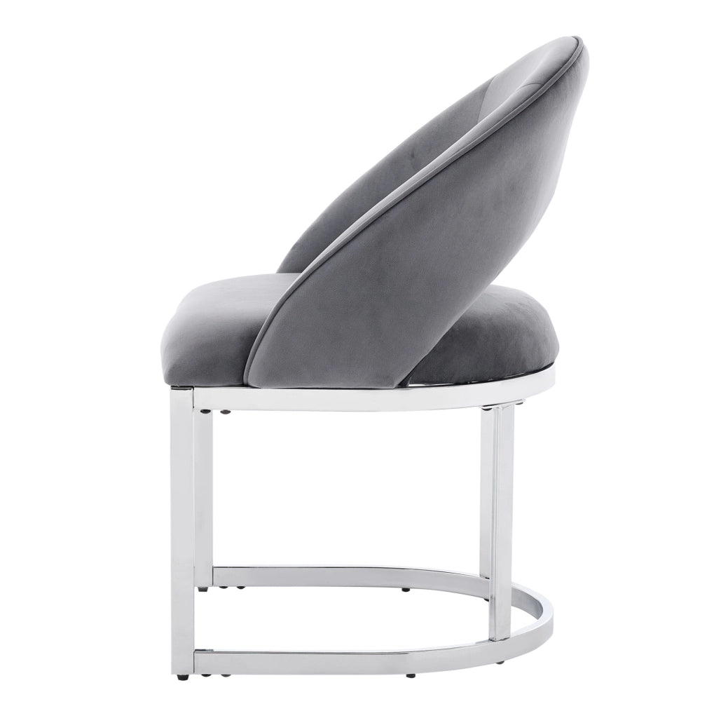 Set di 2 sedie da pranzo ULEVR in velluto grigio con gambe in metallo argentato, design curvo