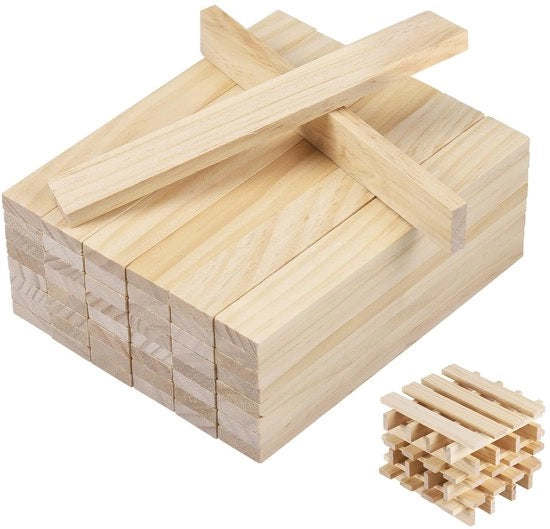 Blocco di costruzione in legno da 50 pezzi - Dimensioni: 160 x 22 x 8 mm