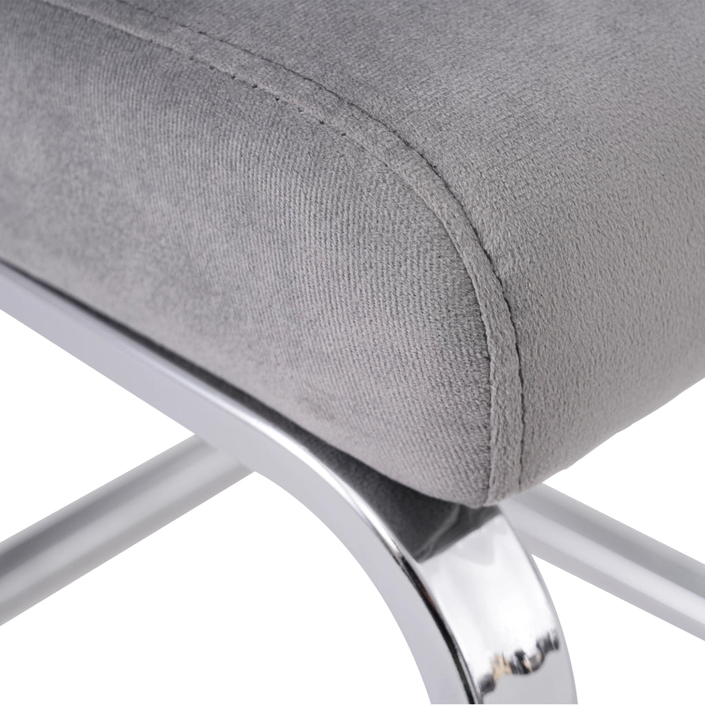 SEDIA DA PRANZO IN VELLUTO SET DA 4 PEZZI GRIGIO E ARGENTO