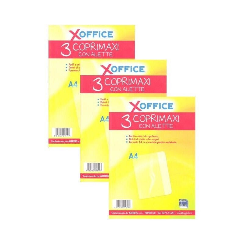 KIT SET 3 PZ COPRI QUADERNO MAXI CON ALETTE 3PZ TRASPARENTE