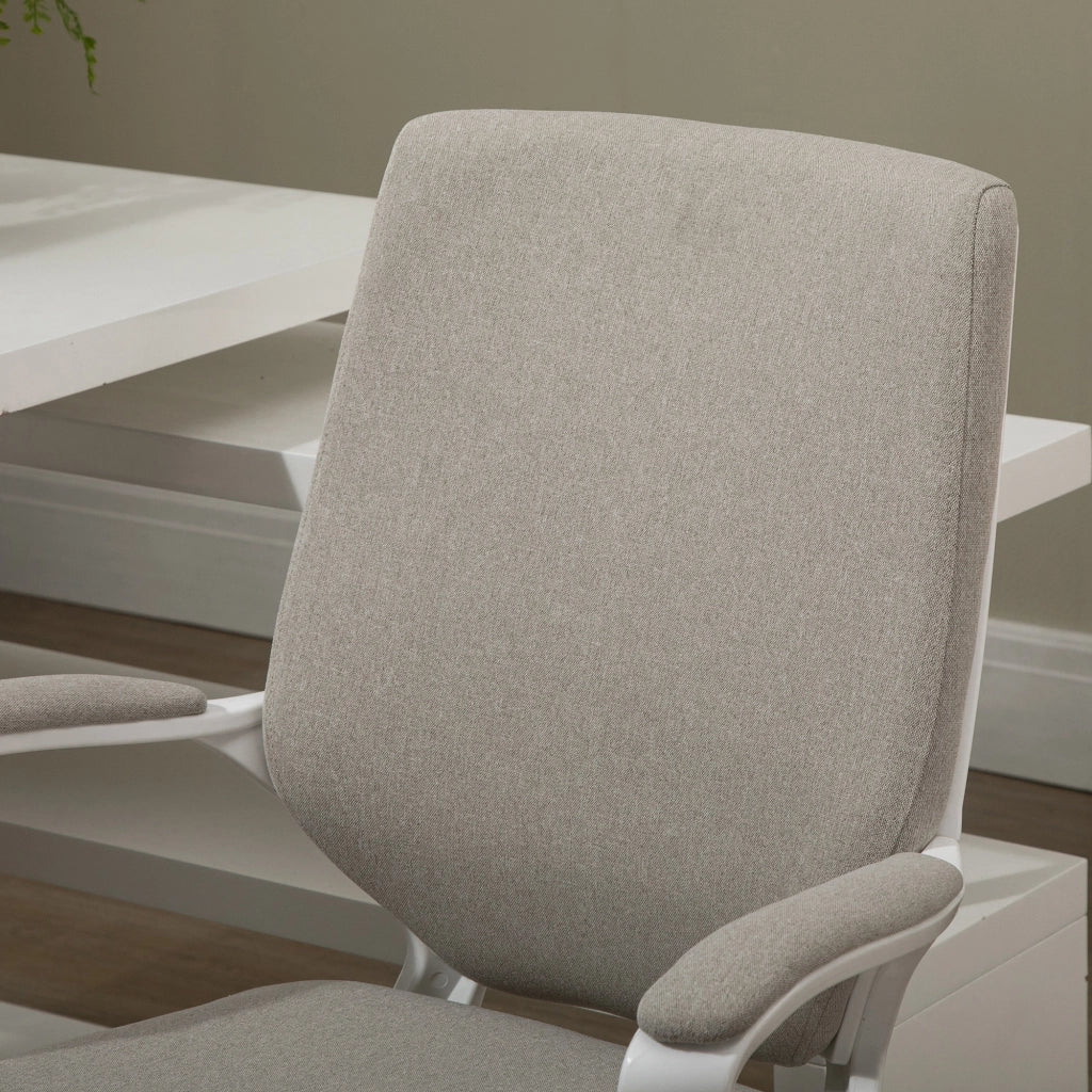 Sedia da ufficio ergonomica con supporto lombare, altezza regolabile fino a 120 kg, colore beige, per ufficio e home office.