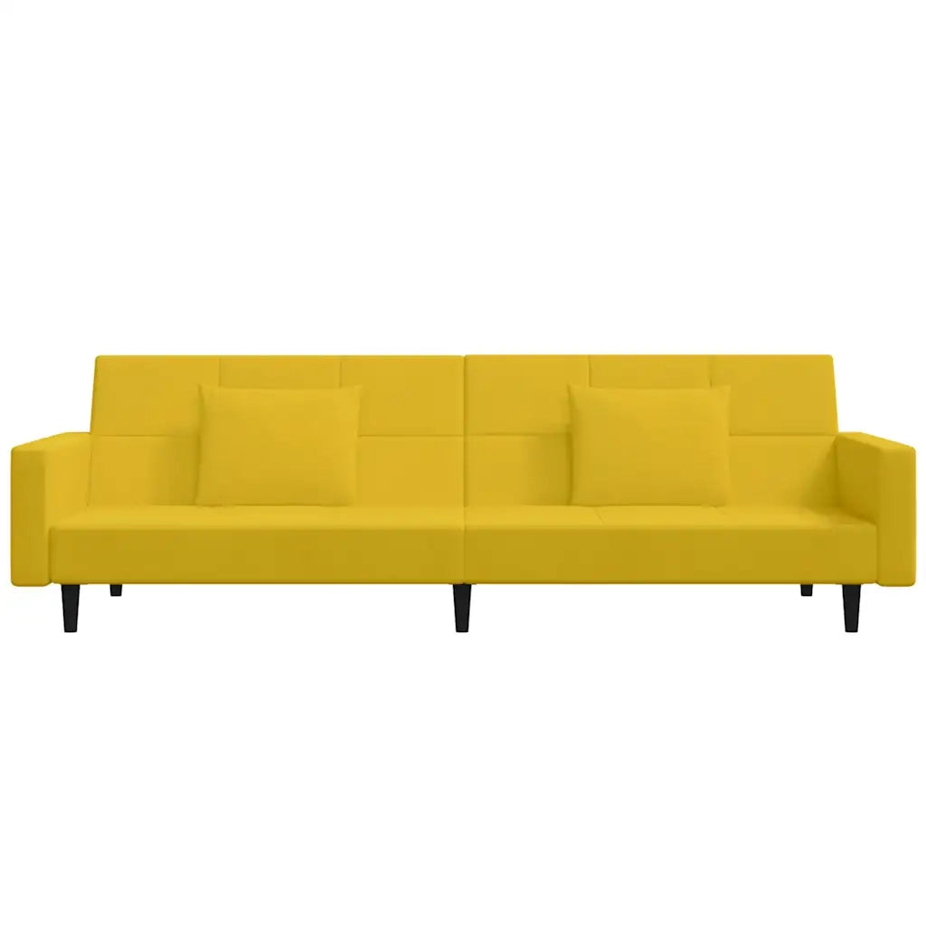 Divano letto | Sof¨¤ letto | Letto singolo a 2 Posti con 2 Cuscini Giallo in Velluto