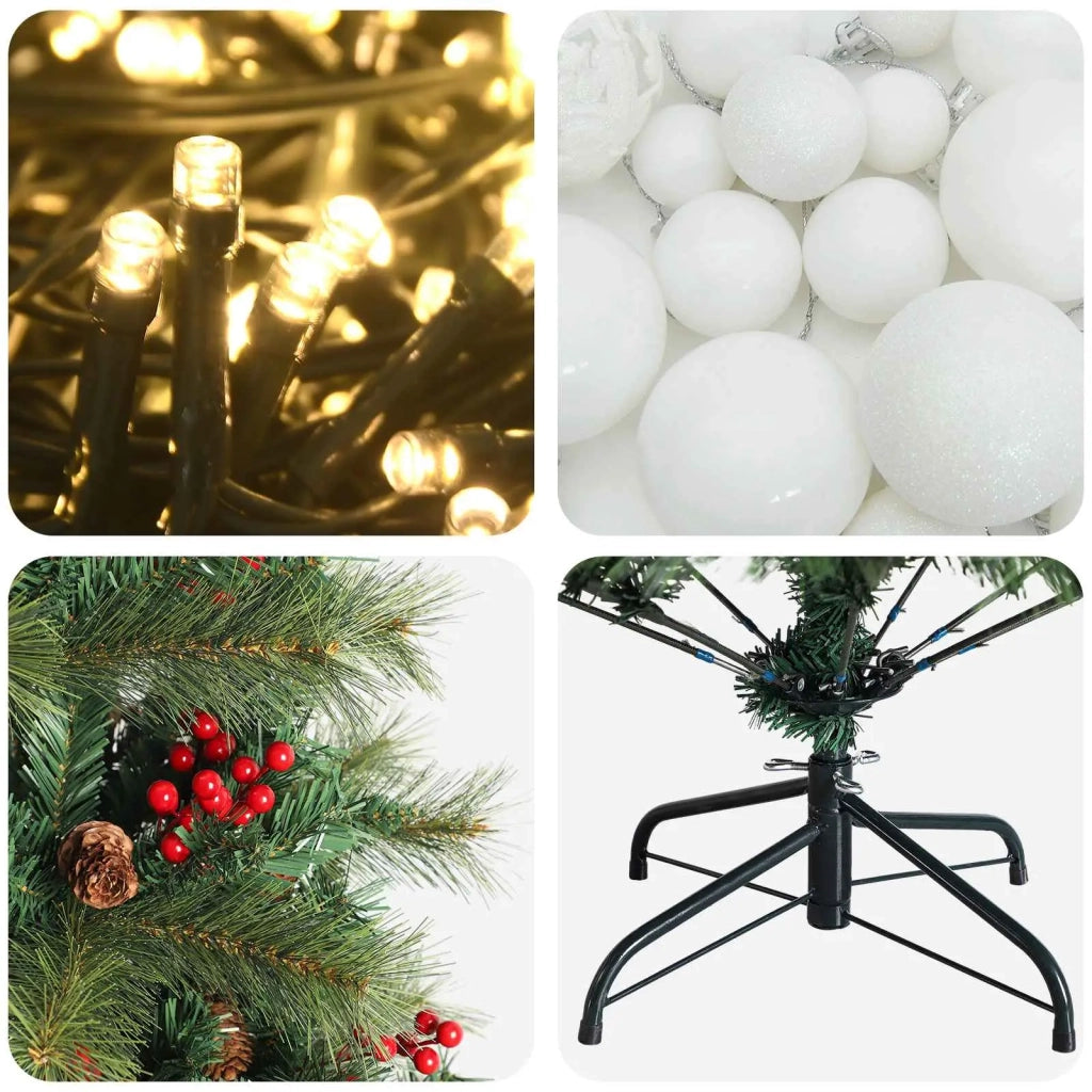 Albero di Natale artificiale con palline 120 cm 150 LED 3466079