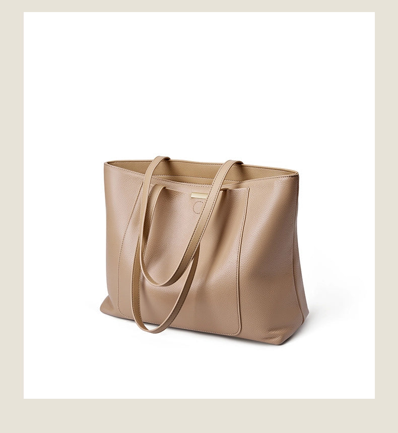 Borsa a mano da donna in vera pelle, modello a tracolla, borsa a spalla, borsa a tracolla, borsa tote color crema