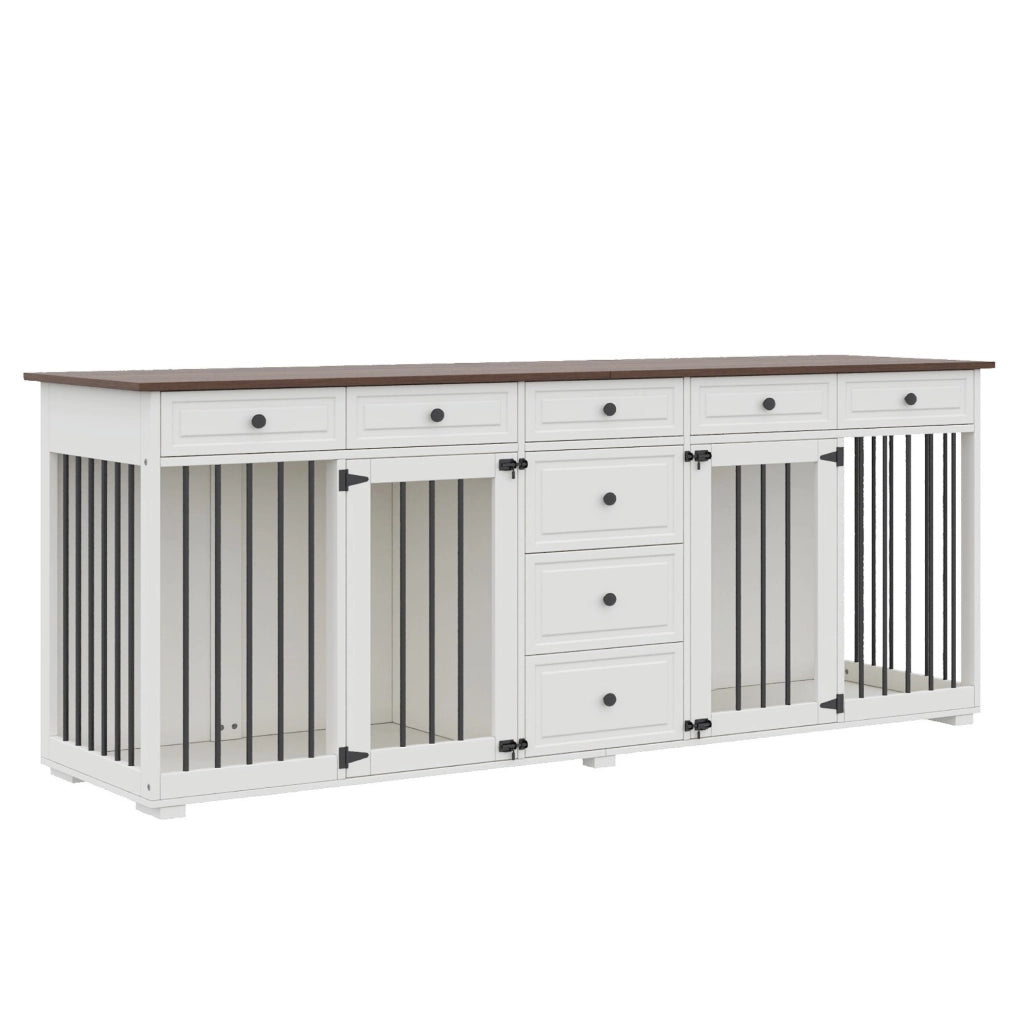 Mobile per cani e porta TV ¨C Minimal ¨C noce, bianco, truciolato e metallo, 200x60x85 cm