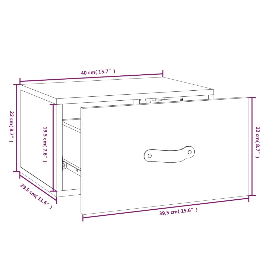 Comodino a Muro ambra 40x29,5x22 cm 820992