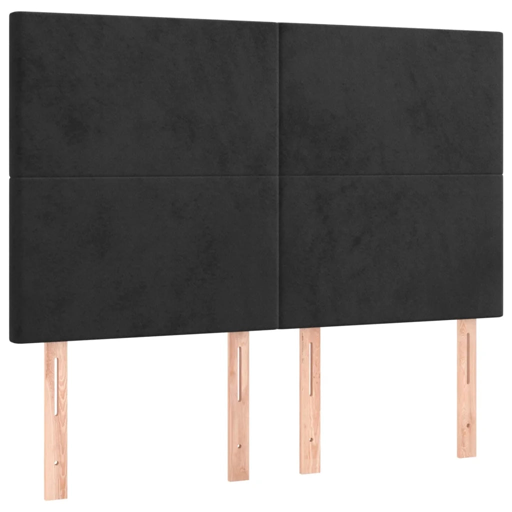 Testiera | Testata Nera 144x5x118/128 cm Velluto