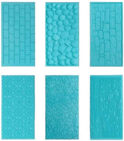 Matte per torte 6 pezzi - Piatto con texture - Materiale plastico sicuro per alimenti - Malle flessibili - Stile legno/ceppo/legno - Disegni realistici - Forma per torta