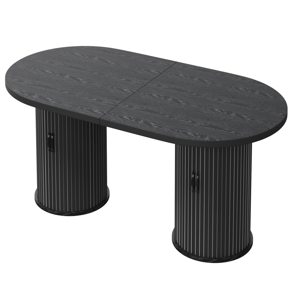 Tavolo allungabile 150-190x80x75 cm telescopico con vano nascosto in MDF nero