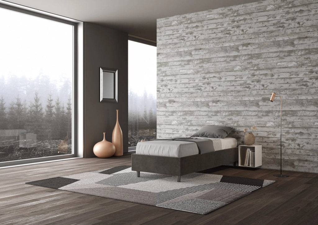 Letto Singolo Sommier 90x210 cm con Rete Azelia Grigio