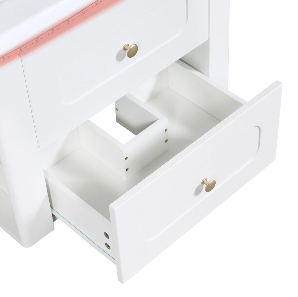 Mobile bagno sospeso 61 cm con lavabo in ceramica, LED e cassetti bianco