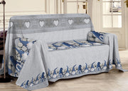Telo Arredo Multiuso Linea Pensieri Delicati In 100% Cotone Disegno Gnomi - Matrimoniale - Blu
