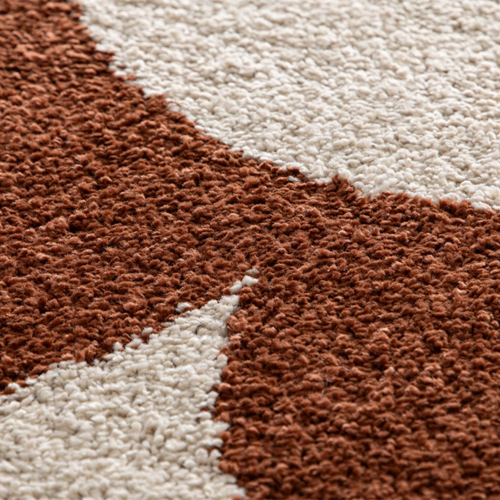 Tappeto da interno motivo cerchi crema e terracotta