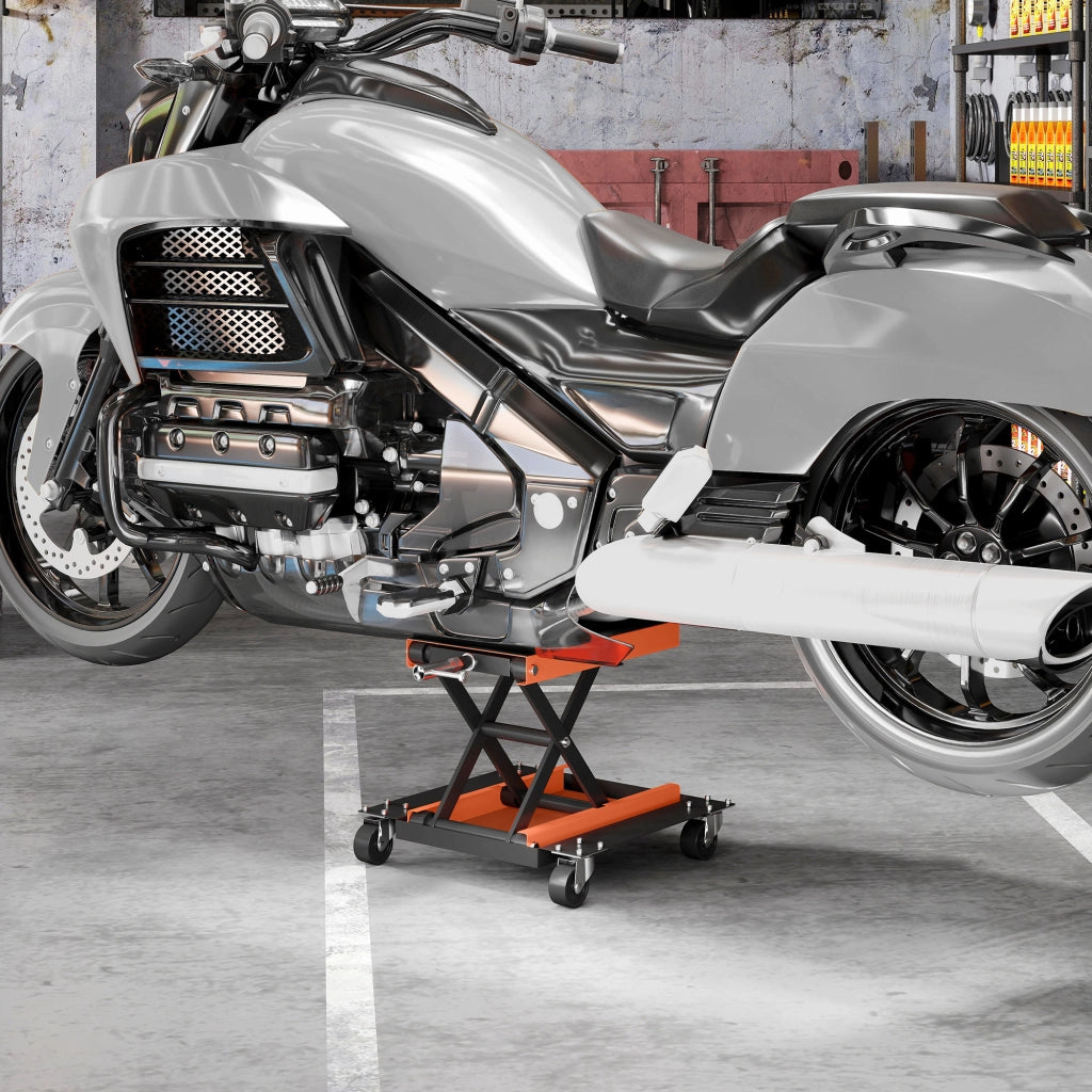 Ponte Sollevatore per Moto - Xylo - 500 kg, 135-390 mm Regolabile, Acciaio Arancione