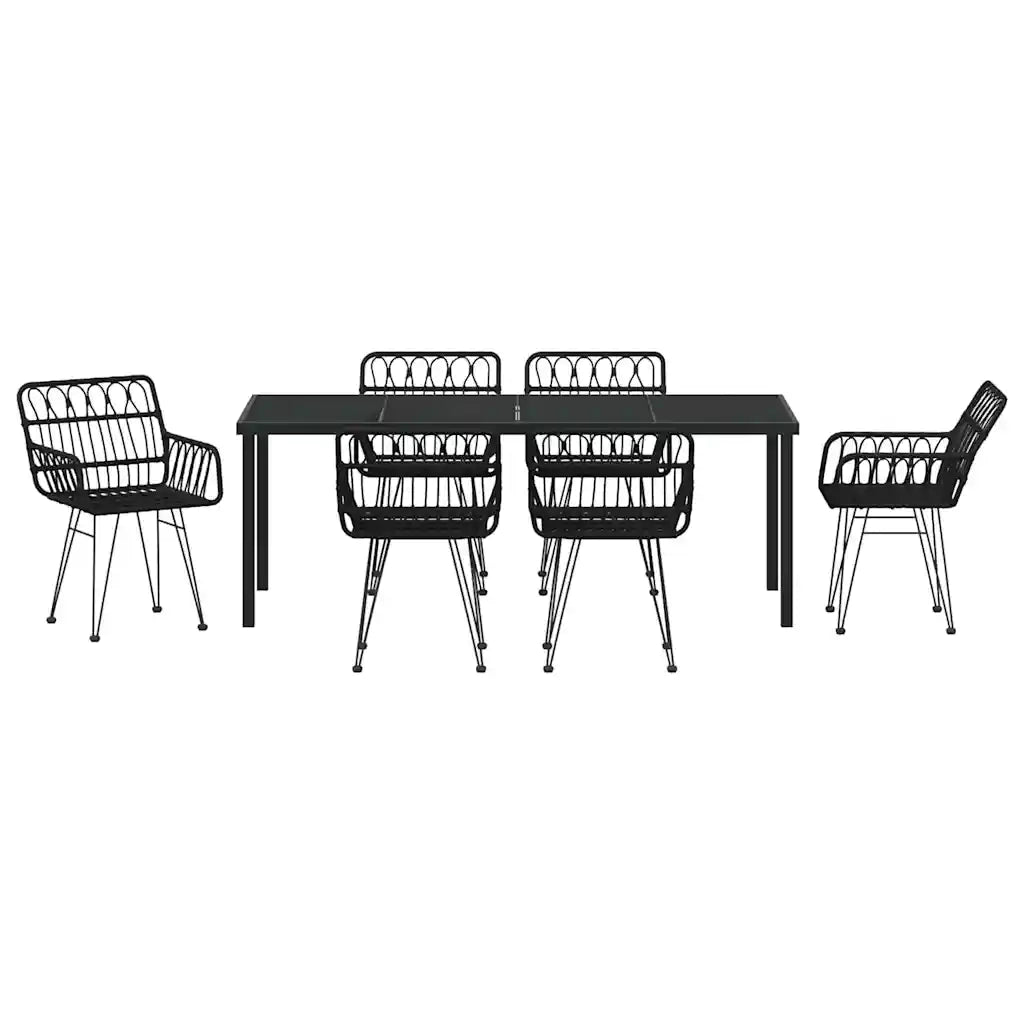 Set da Pranzo per Giardino 7 pcs Nero 3379189