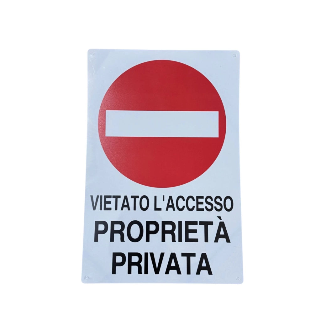 Cartello Vietato Accesso Proprietà Privata 20x30cm in Vinile Rigido Impermeabile