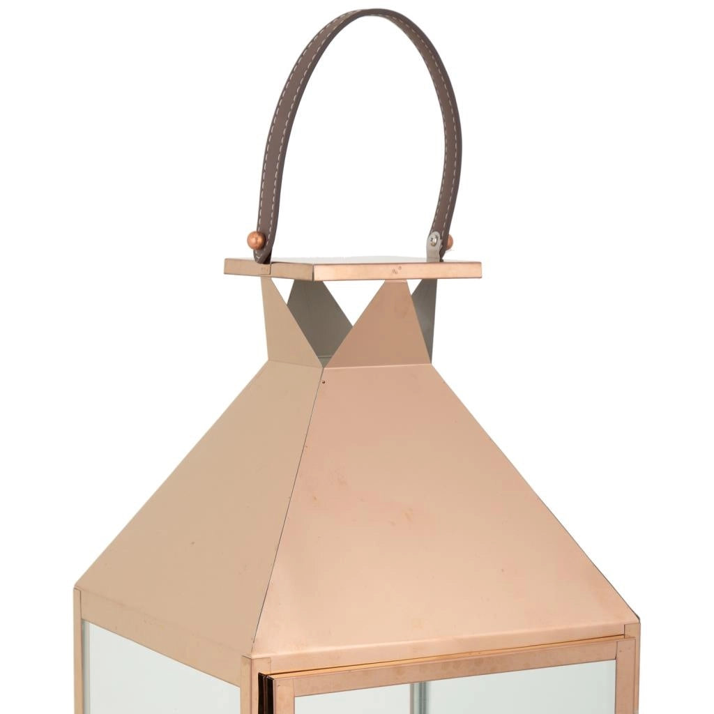 Lanterna in acciaio inox e vetro ramato 29x28x66h