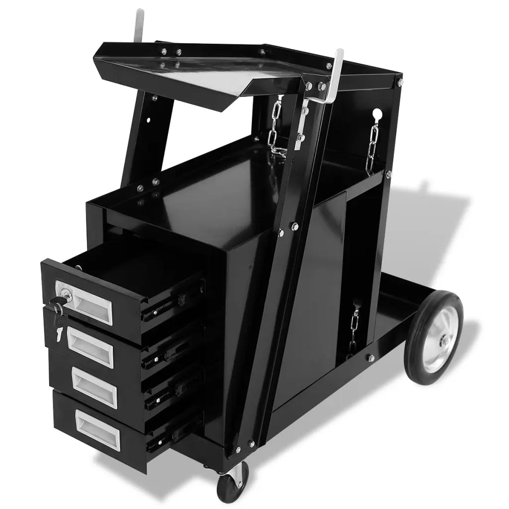 Carrello di Saldatura con 4 Cassetti Neri 142363