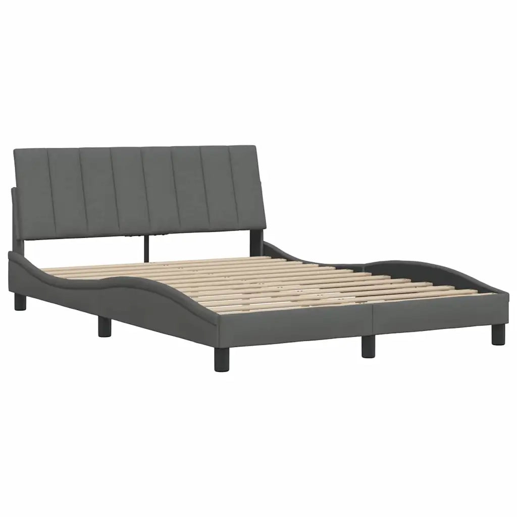 Letto matrimoniale | Letto per adulti | Giroletto senza Materasso Hanko Grigio Scuro 140x190 cm Tessuto