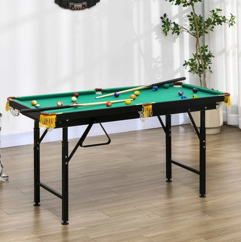 Tavolo da biliardo ULEVR pieghevole e regolabile in altezza 140x63 cm con set completo, verde