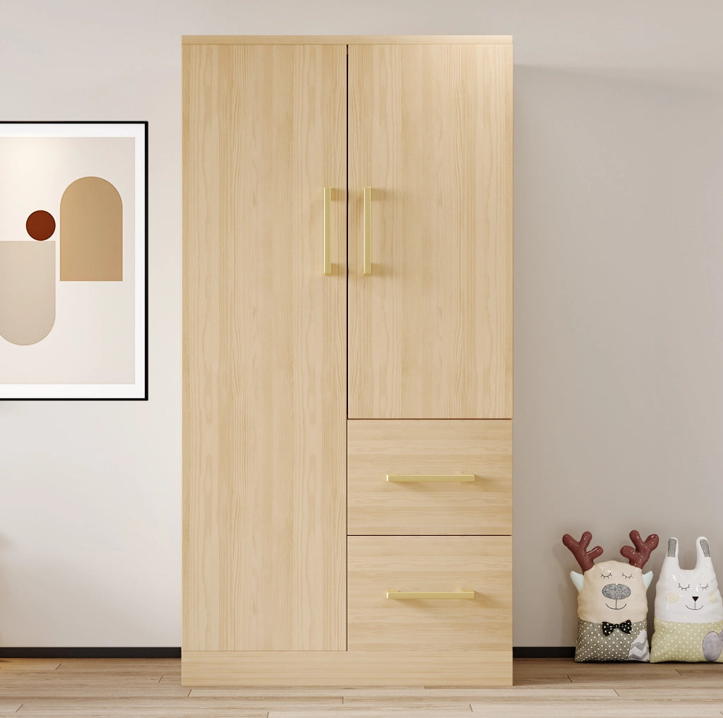 Armadio 70 x 40 x 135 cm con doppia anta e cassetti