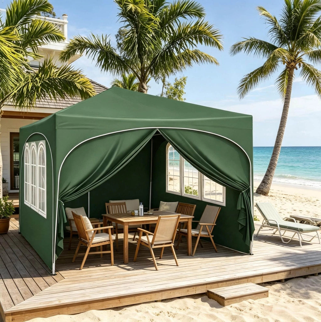 Gazebo da giardino 3x3m in tessuto Oxford 210D con struttura in metallo e custodia verde