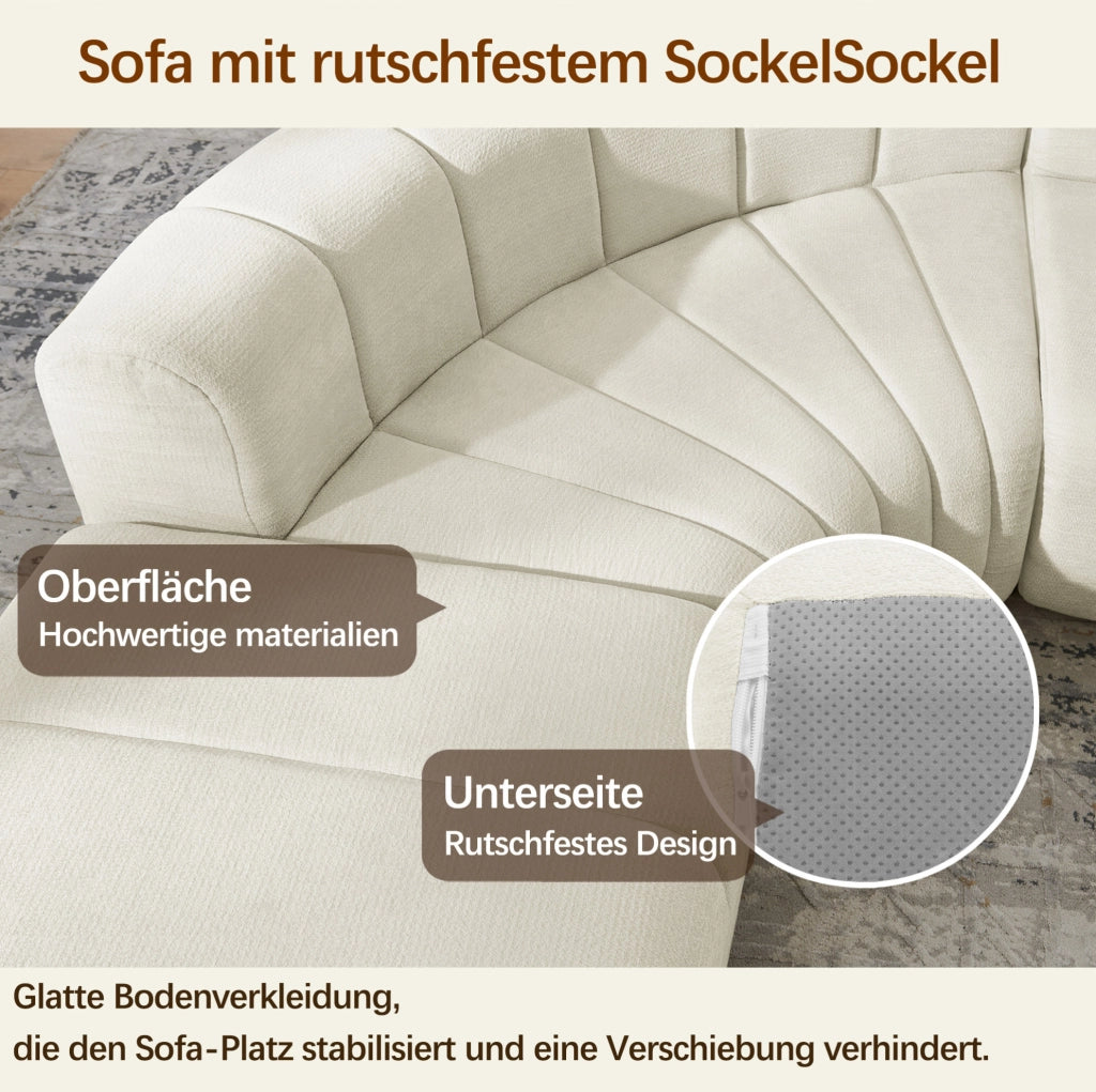 Divano angolare modulare componibile in ciniglia beige