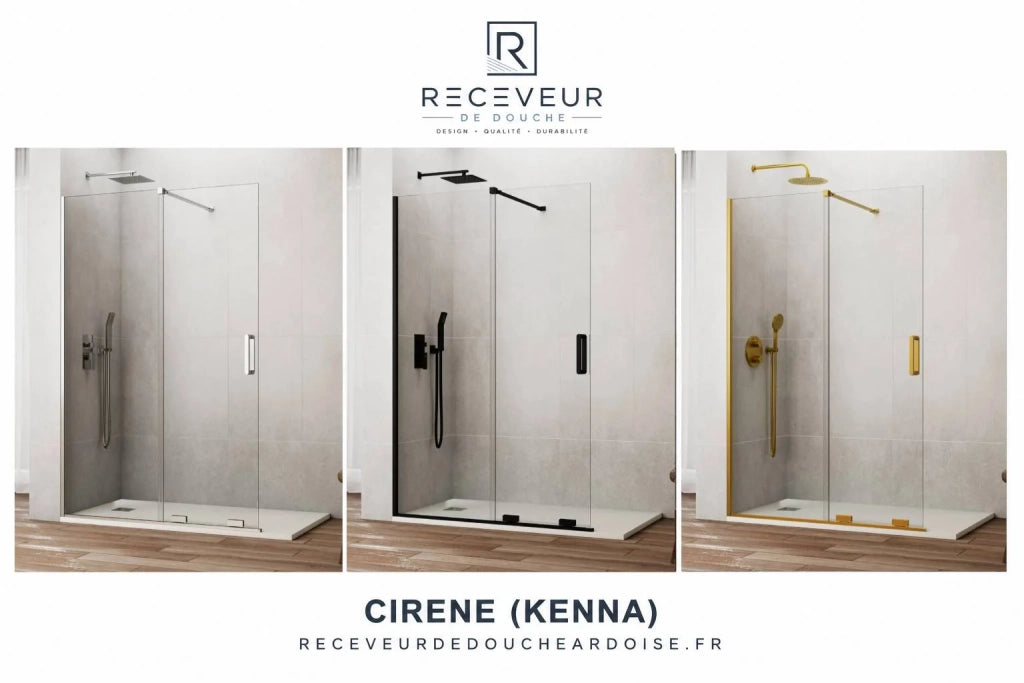 Porta doccia scorrevole 1+1 CIRENE (KENNA) Walk-in140 cm Profilo Nero