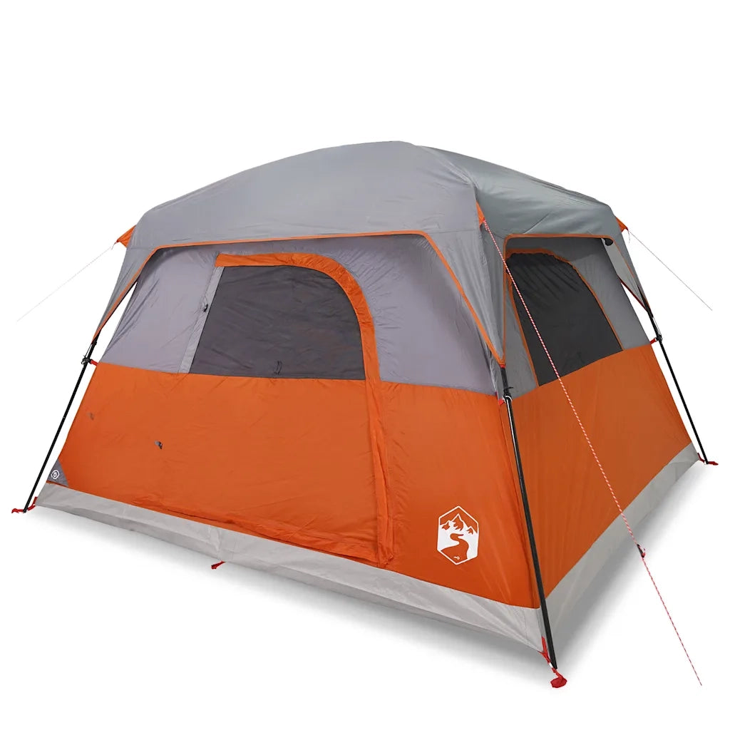 Tenda da Campeggio a Cabina 4 Persone-Tenda per Escursionismo Arancione Impermeabile