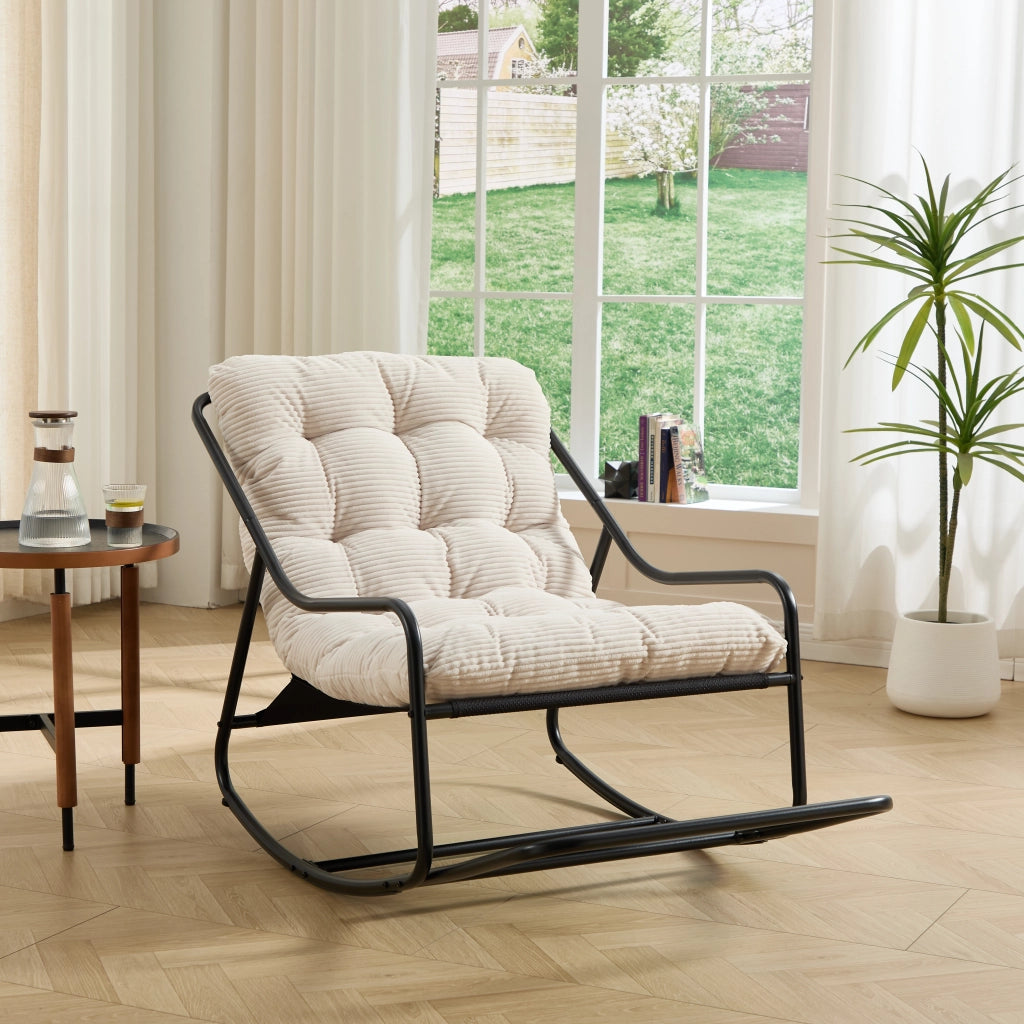 Poltrona Dondolo da Esterno ¨C MINIMAL ¨C Tessuto, Cuscino, Nero