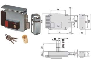 ELETTROSERRATURA PER CANCELLI TETTO E PULSANTE INTERNO 2 MANDATE 11771  mm.60 DX (11771601)    CISA