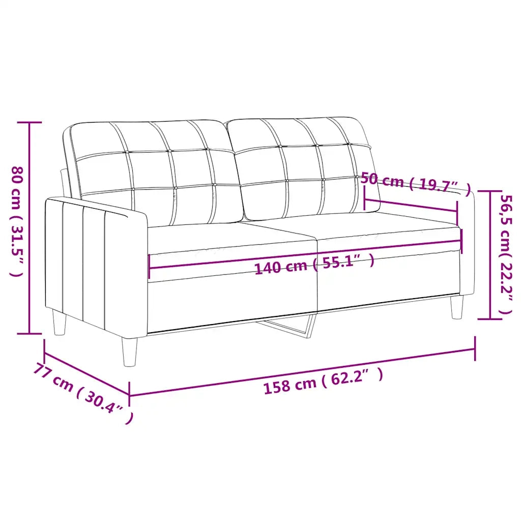 Divano a 2 Posti-Sofa 2 Posti Tortora 140 cm in Tessuto 386725
