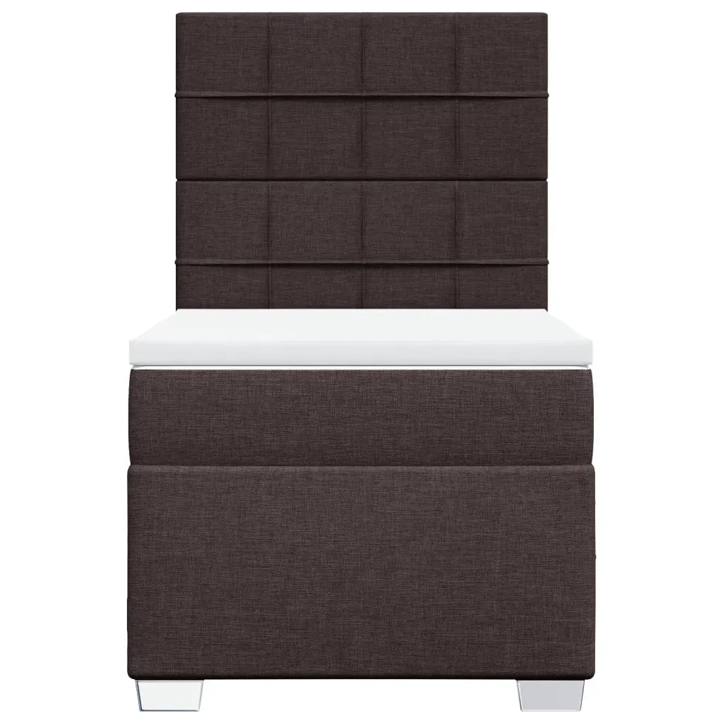 Giroletto a Molle con Materasso Marrone Scuro 90x200 cm Tessuto