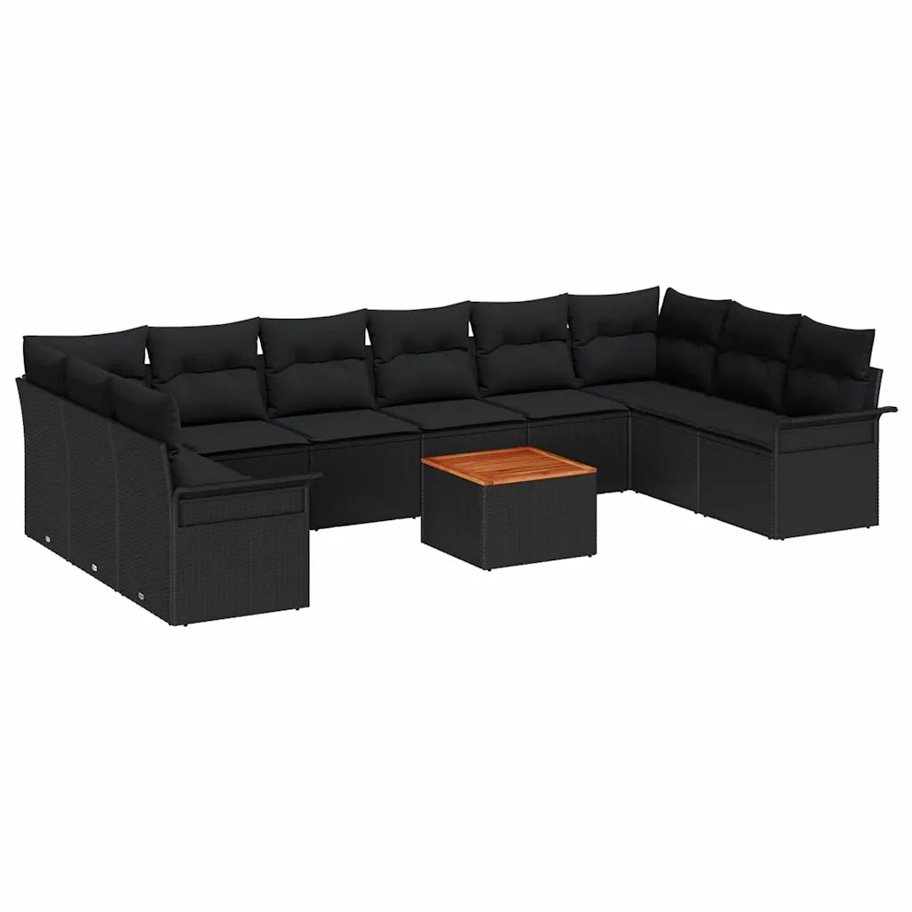 Set Divano da Giardino con archiviazione 11 pcs Nero polyrattan 3356049