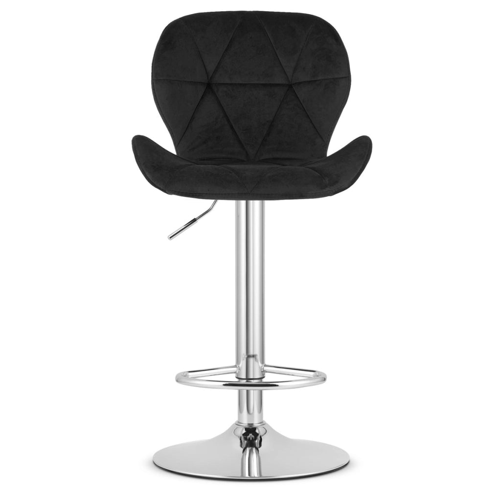 Set di 2 Sgabelli West in Velluto Nero con Base Cromata