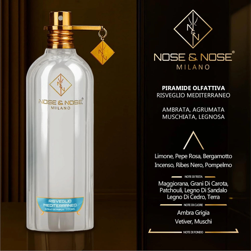 Nose & Nose Milano Risveglio Mediterraneo Profumo Unisex 100 ml – Extrait de Parfum 30% Essenza Pura, Ispirato a Risvelium, Fragranza Intensa e Persistente