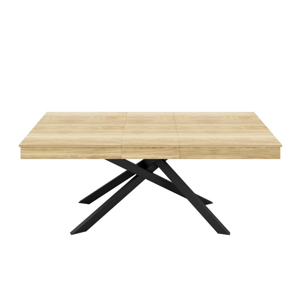 Tavolo da Pranzo Allungabile ¨C MINIMAL ¨C Rovere, Piano Rettangolare, Gambe in Metallo, 140/180x80 cm