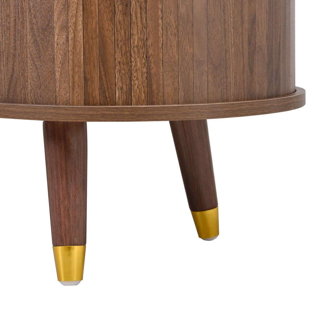 Sideboard 140x40x79;5 cm in MDF noce con 2 cassetti e ripiani aperti